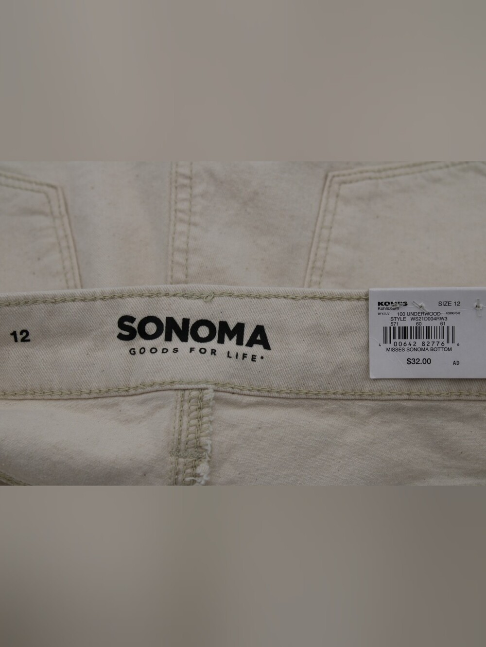 Sonoma NWT Cream High-Rise Shorts – Cut-Off Hem – Size 12 - Picture 3 of 6